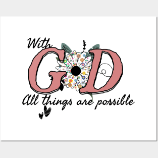 With God all things are possible, Christian Motivational design Posters and Art